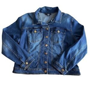 Ashley Stewart Denim Jacket Blue Button Front Classic Fit Women's Plus Sz 18/20